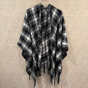 Rue 21 Plaid Fringe Poncho Shrug NWOT